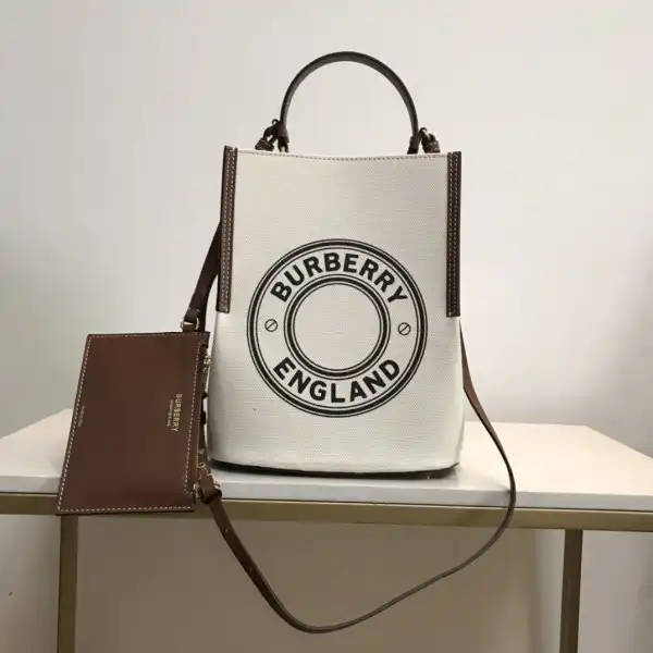 BURBERRY Small Logo Graphic Cotton Canvas Peggy Bucket Bag 0124