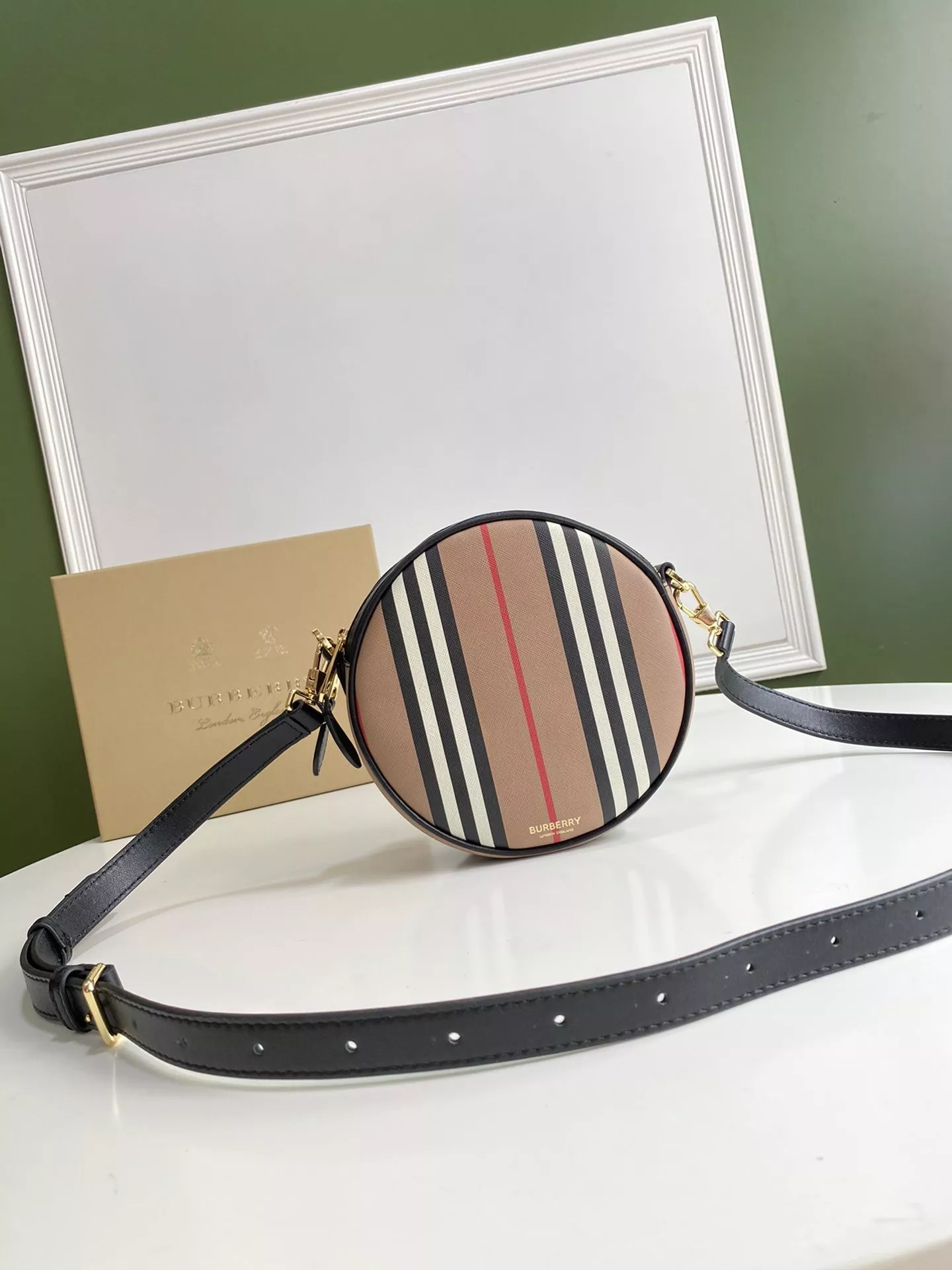 BURBERRY Icon Stripe E-canvas Louise Bag 0116