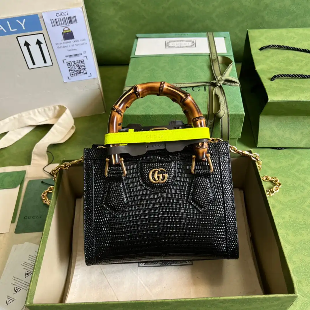 First bag Gucci Diana lizard mini bag 0126