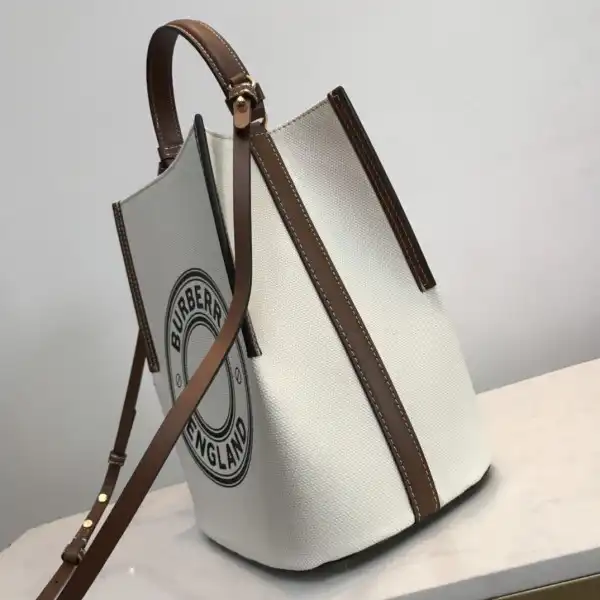 First bag BURBERRY Small Logo Graphic Cotton Canvas Peggy Bucket Bag 0124