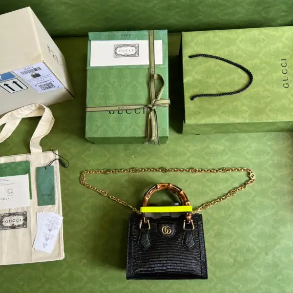 First bag Gucci Diana lizard mini bag 0126