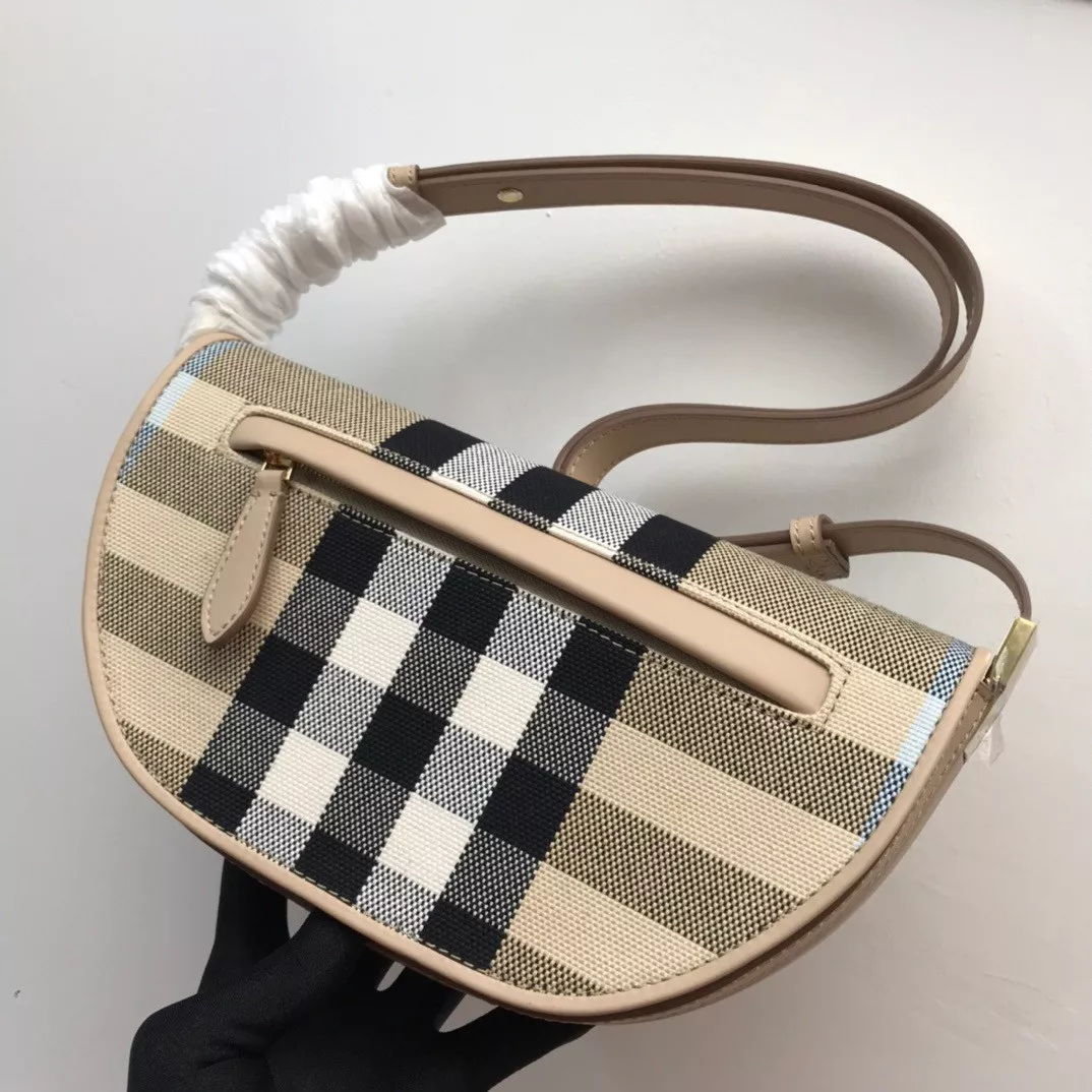 BURBERRY Small Check Canvas and Leather Olympia Bag 0116